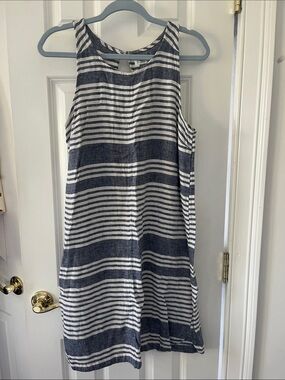 Old Navy Navy and White Striped Sleeveless Midi Dress